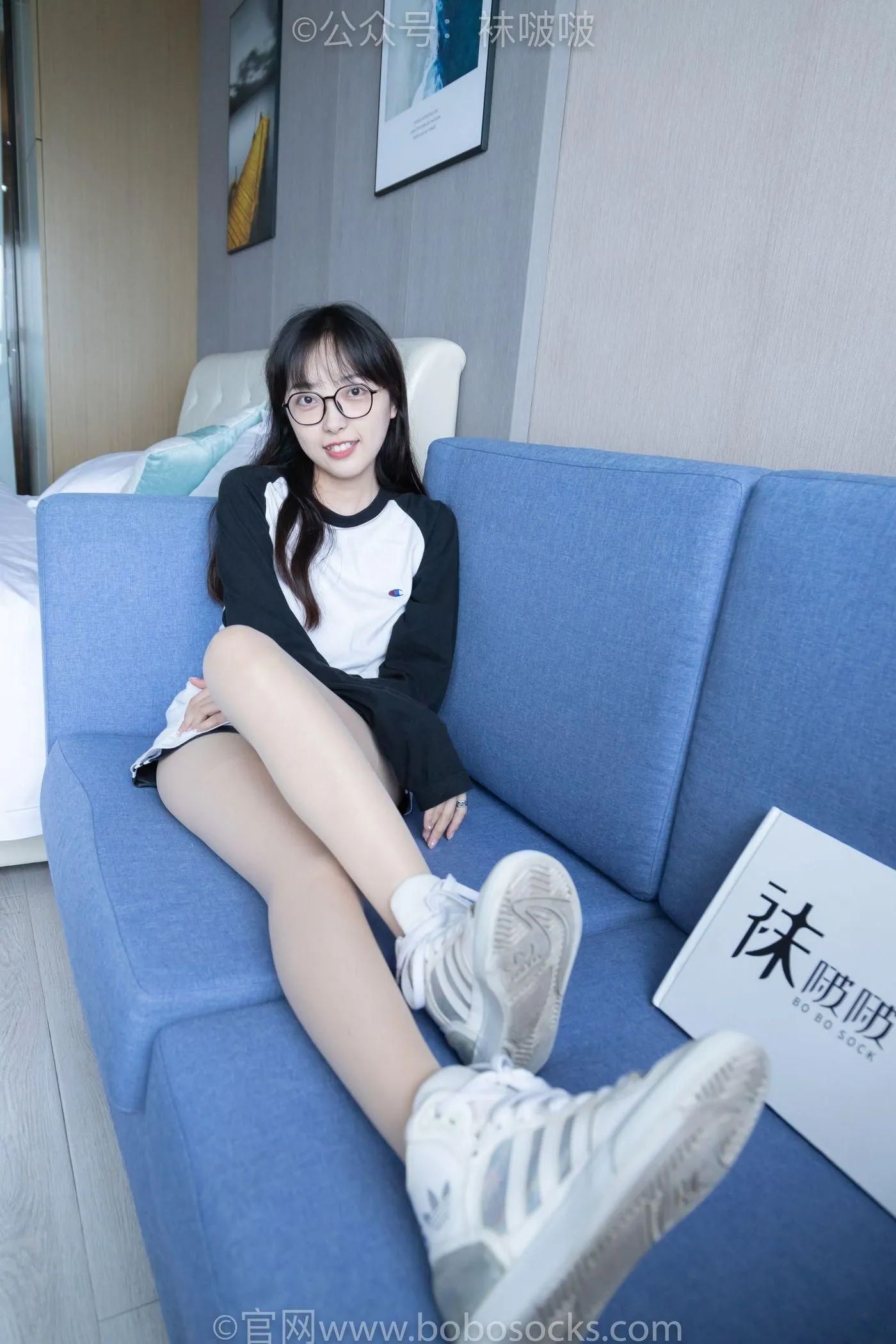[BoBoSocks袜啵啵]NO.015 稚予-阿迪板鞋、白色短棉袜、肉丝 [135P]插图9